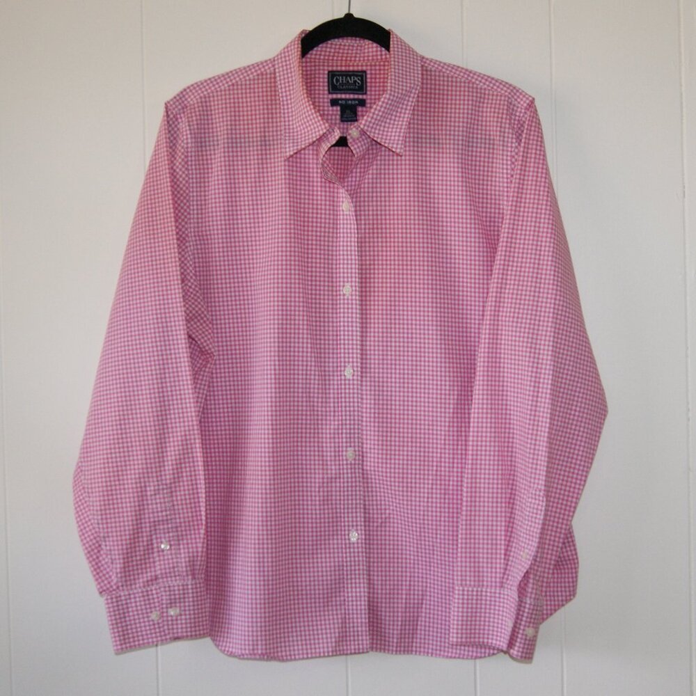 Chaps Classics || Women's Pink and White Shirt || Size XL